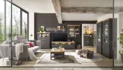 set one by Musterring Vitrine YORK 16 anthrazit /Eiche Artisan