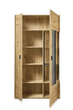 set one by Musterring Vitrine DELTONA 94x171 cm Eiche Artisan Dekor / Sandstein