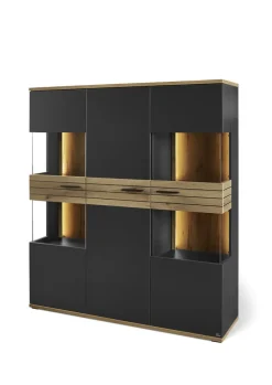 Set one by Musterring Vitrine QUINCY  135x155 cm Anthrazit/Coast Evoke Eiche