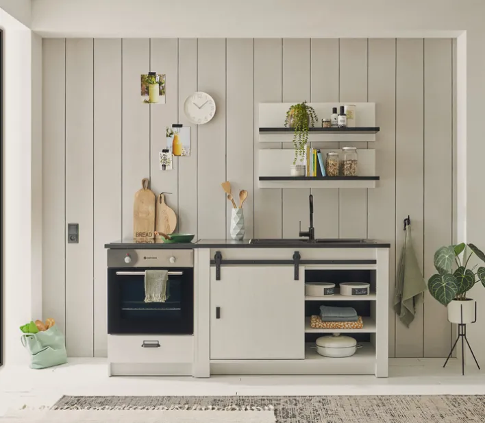 SHERWOOD Küche Kombi K Pinie Weiß/Anthrazit