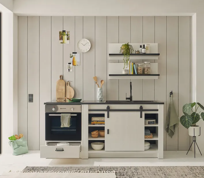 SHERWOOD Küche Kombi K Pinie Weiß/Anthrazit