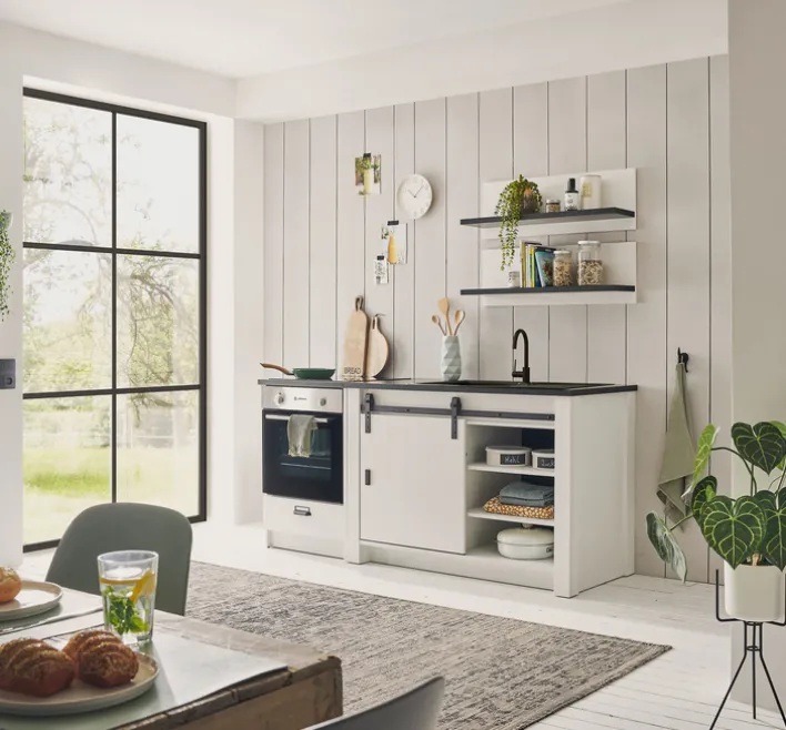 SHERWOOD Küche Kombi K Pinie Weiß/Anthrazit