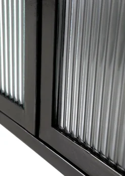 Sideboard 140 x 72 cm Platte Marmor weiß/Türfront Strukturglas