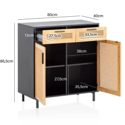 Sideboard 80 x 87 cm schwarz matt/braun