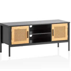 Sideboard 110 x 48 cm Schwarz matt/Braun