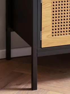 Sideboard 110 x 48 cm Schwarz matt/Braun