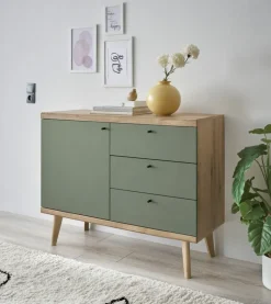 Sideboard ALVA 107 x 83 cm Salbeifarbig/braun