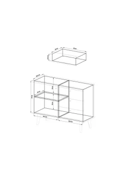 Sideboard ALVA 107 x 83 cm Salbeifarbig/braun