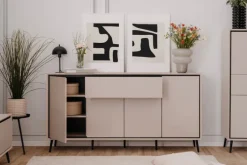 Sideboard ARONA 175 x 90 cm sandfarben/schwarz