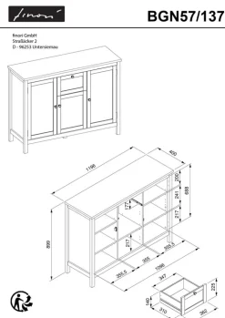 Sideboard BERGEN 120 x 90 cm weiß/Artisan Oak-Dekor