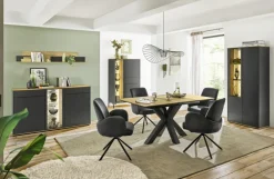 Sideboard COMO 159 x 90 cm Anthrazit matt Lack/Asteiche-Dekor