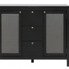 Sideboard CORDOBA 110 x 90 cm schwarz / Geflecht Nobel