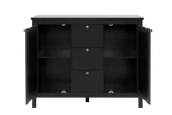 Sideboard CORDOBA 110 x 90 cm schwarz / Geflecht Nobel