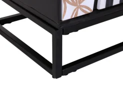 Sideboard DAKOTA Mango massiv Metall 75 x 140 x 40 cm pulverbeschichtet Frontabsetzung Mango natur/weiß/weiß-schwarz gestreift/Wiener Geflecht/Korpus Mango schwarz gebeizt/lackiert