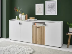 Sideboard HUDSON 200 x 80 cm weiß/braun