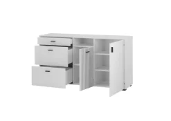 Sideboard HUDSON 150 x 80 cm weiß/weiß-schwarz