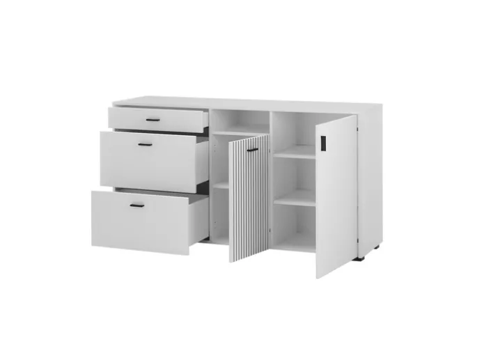 Sideboard HUDSON 150 x 80 cm weiß/weiß-schwarz