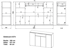 Sideboard LORENZ 161x101x40 cm graphit