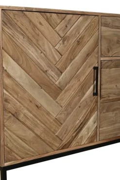 Sideboard LUANDA 160 x 80 cm Akazie massiv natur/schwarz