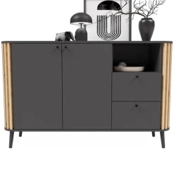 Sideboard PURE 138 x 88 cm grau-Dekor/Eiche-Dekor