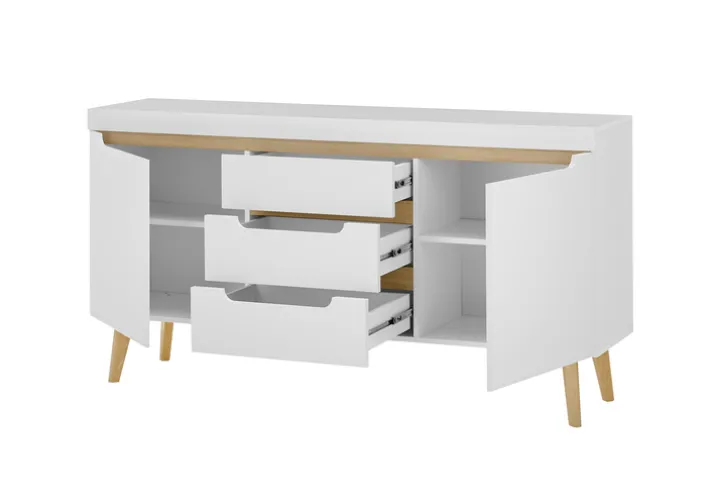 Sideboard SVANTE_TORGE 160 x 83 cm weiß/braun