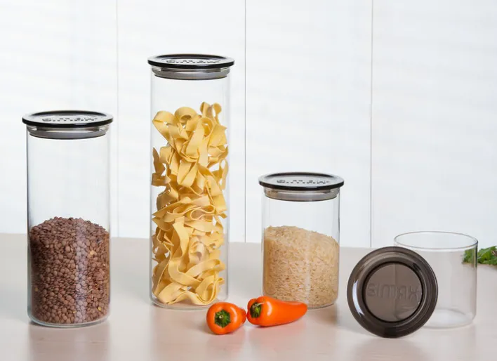 SIMAX Vorratsglas mit Deckel 1500 ml klarglas/ grau