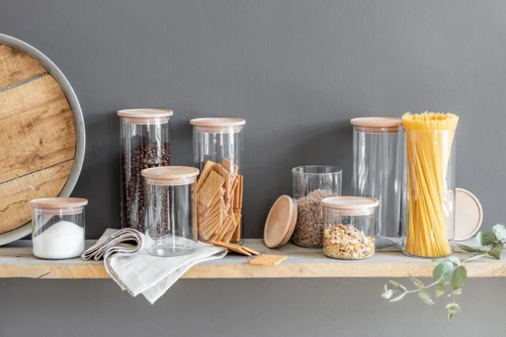 SIMAX Vorratsglas mit Holzdeckel 2000 ml Sicherheitsglas transparent