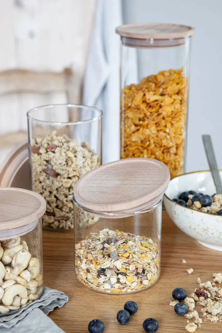 SIMAX Vorratsglas mit Holzdeckel 2000 ml Sicherheitsglas transparent