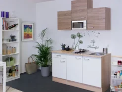 Singleküche JACK Weiß/Eiche Sonoma NB ca.150 cm