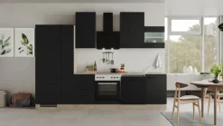 Singleküche MARY Touch Schwarz/Endgrain Oak ca.310x234x60 cm