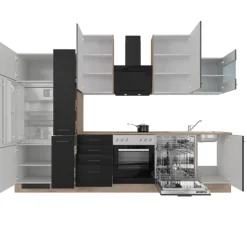 Singleküche MARY Touch Schwarz/Endgrain Oak ca.310x234x60 cm