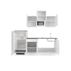 Singleküche PETE Weiß Matt/Weiß Caledonia Dekor ca. 210/205/60 cm