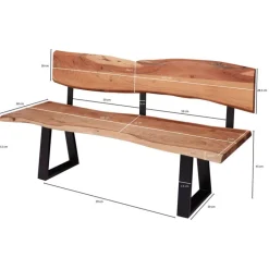 Sitzbank 60 x 180 cm braun schwarz