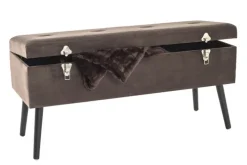 Sitztruhe 106 x 52 cm Schwarz/ Braun