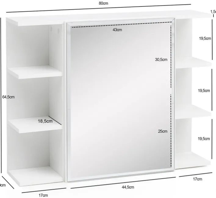 Spiegelschrank 80 x 65 cm weiß