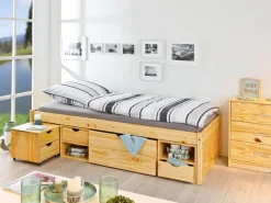 Stauraum-/Funktionsbett EMILIAN 90 x 200 cm braun