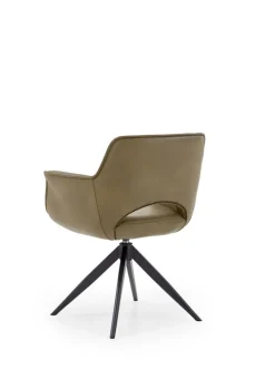 Stuhl CHESTER mit Armlehnen Leder moosgrün/schwarz