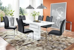 Stuhl LUNA 4er Set Lederlook Schwarz