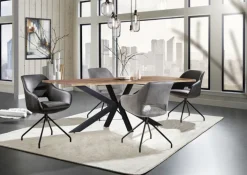 Stuhl MIKE hellgrau/schwarz ZickZackNaht