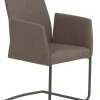Stuhl mit Armlehnen AMICO Stoffbezug Beige/Gestell Schwarz gepulvert