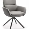 Stuhl NOVALEE Stoffmix Mikrofaser anthrazit/Leder grau