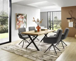 Stuhl NOVALEE Stoffmix Mikrofaser anthrazit/Leder grau