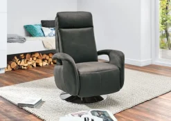 SYSTEMPOLSTER verstellbarer Fernsehsessel Lederbezug Anthrazit