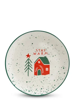 Teller MERRY CHRISTMAS Steingut Ø 26 cm Weiß/Mehrfarbig