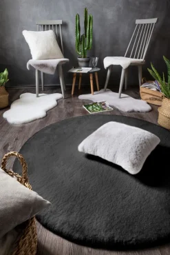 Teppich NOVARA 80 cm rund anthrazit