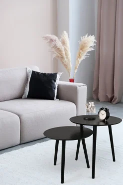 Tisch 2er-Set VILANA Ø 50 cm/Ø 45 cm schwarz