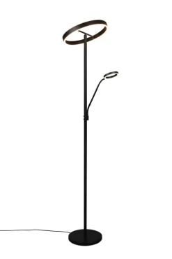 TRIO Deckenfluter mit Leselampe WILLIS, Metall, 180 cm Schwarz