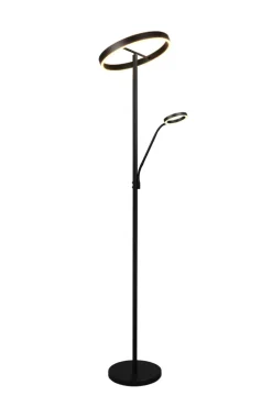 TRIO Deckenfluter mit Leselampe WILLIS, Metall, 180 cm Schwarz