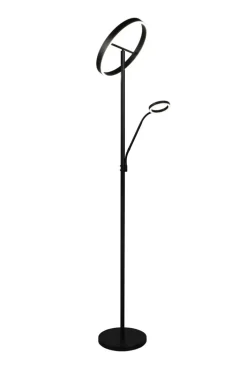 TRIO Deckenfluter mit Leselampe WILLIS, Metall, 180 cm Schwarz