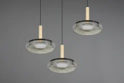 TRIO LED Pendelleuchte CELESTE 3-flg schwarz /Rauchglas